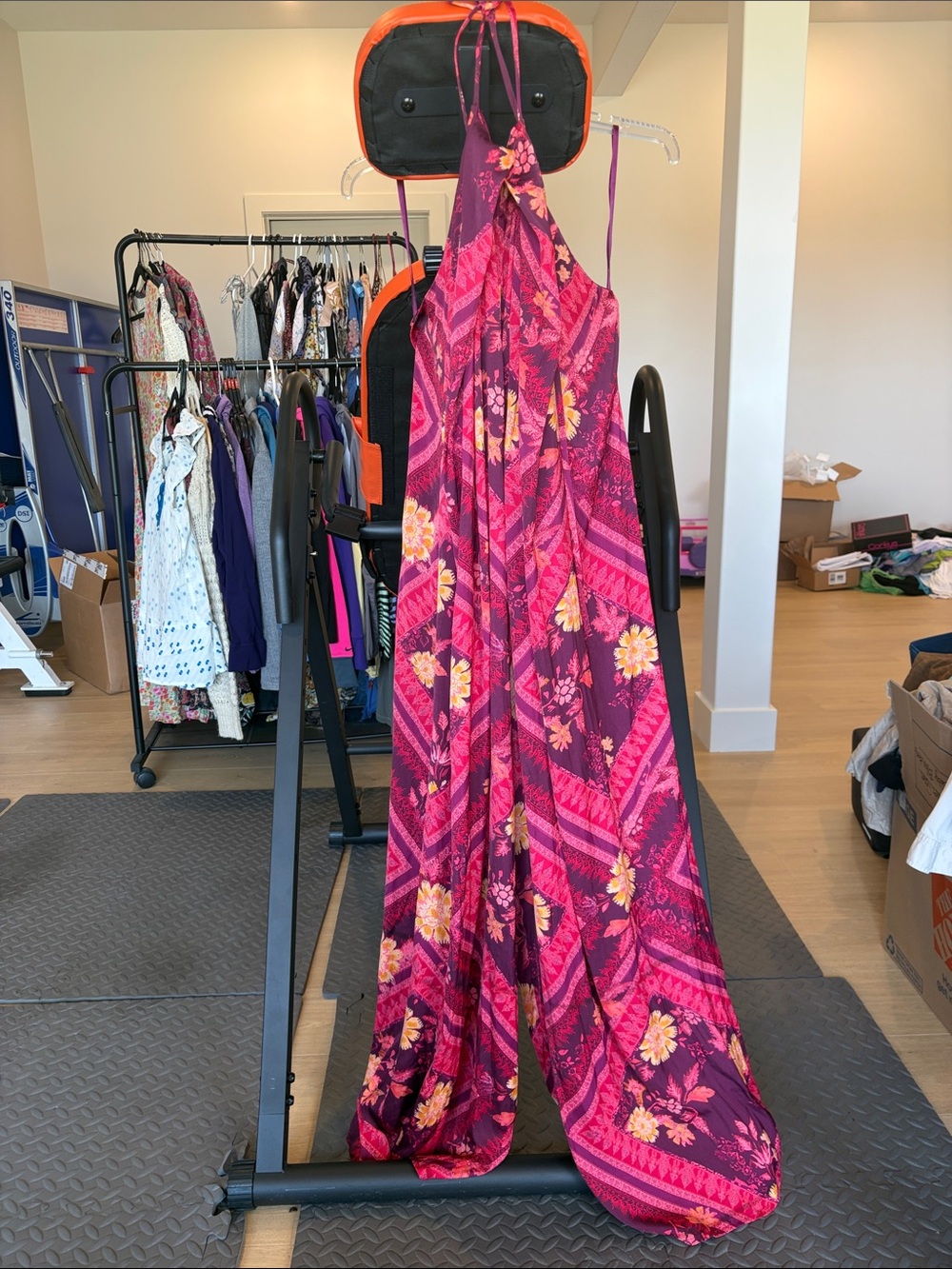 FP Movement by Free People Fuchsia & Yellow Floral Halter Maxi Dress